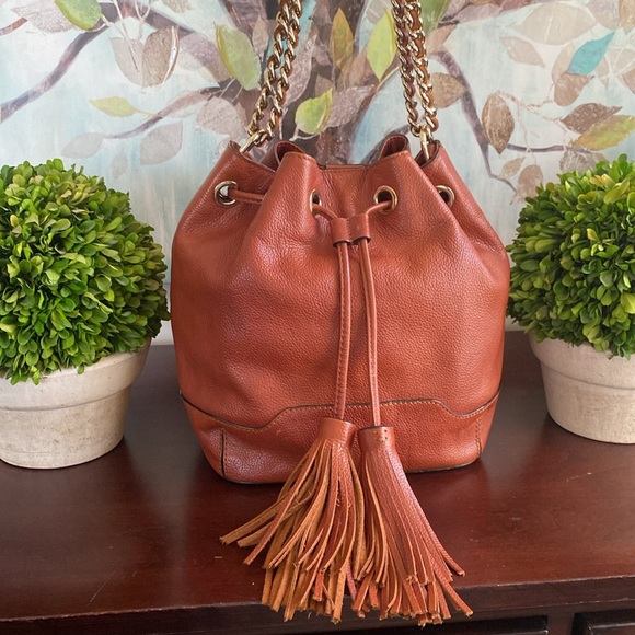 REBECCA MINKOFF "LEXI" BISCUIT BROWN BUCKET BAG 🌟EUC🌟 - Picture 15 of 17